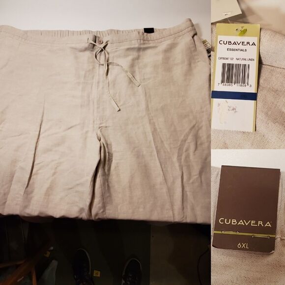 6XL NEW LINEN DRAWSTRING PANTS NWT CUBAVERA - Picture 1 of 4